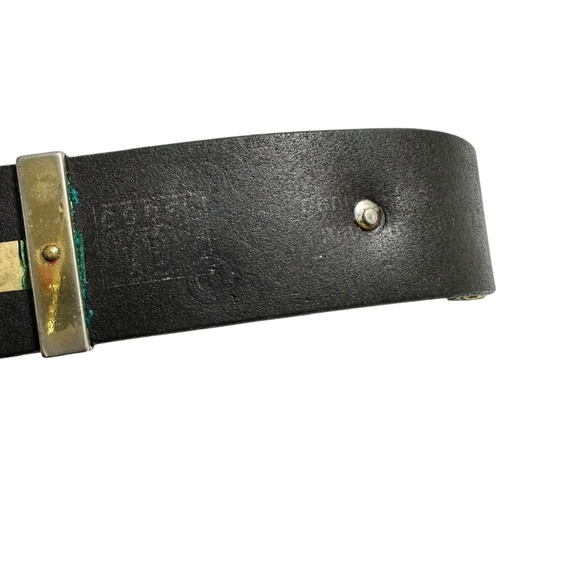 Vintage CODE AZURE Black Genuine Leather Belt with Studs and Lion 34 Unisex - Picture 13 of 16